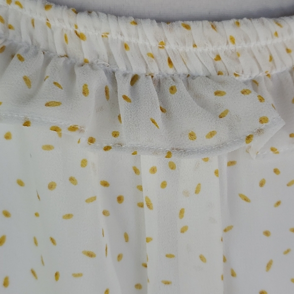 Gibson Latimer Speckled Off-White and Gold Dot Blouse in Size Large - Picture 8 of 11